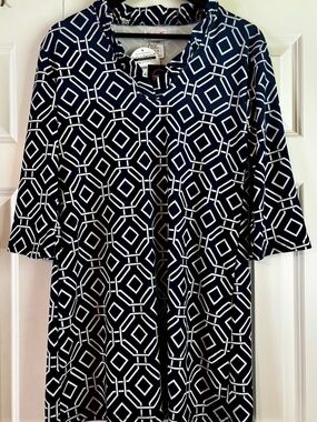 Top It Off Geometric Navy and White Dress